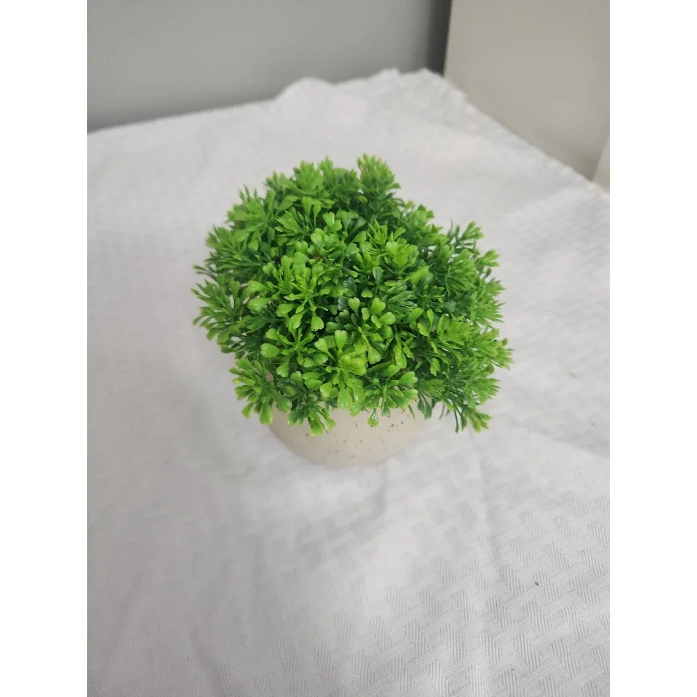 Artificial Mini Potted Plant Faux Greenery in Speckled Stone Ceramic Pot Decor
